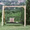 Costway Outdoor 2-Person Metal Porch Swing Hanging Patio Bench 485 Lbs Capacity Black\Brown